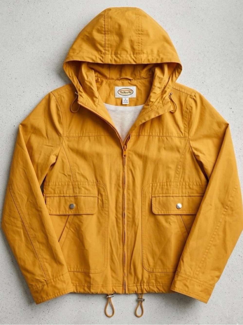 Talbots Mustard Yellow Hooded Raincoat Jacket